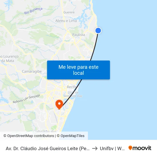 Av. Dr. Cláudio José Gueiros Leite (Pe-001), 404 to Unifbv | Wyden map