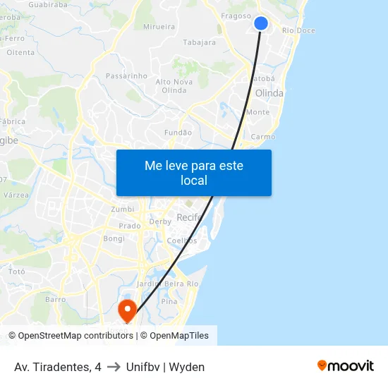Av. Tiradentes, 4 to Unifbv | Wyden map
