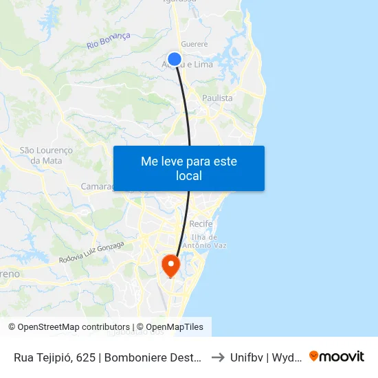 Rua Tejipió, 625 | Bomboniere Desterro to Unifbv | Wyden map