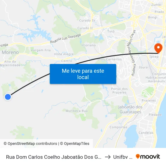 Rua Dom Carlos Coelho Jaboatão Dos Guararapes - Pernambuco Brasil to Unifbv | Wyden map