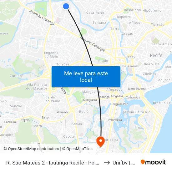 R. São Mateus 2 - Iputinga Recife - Pe 50731-370 Brasil to Unifbv | Wyden map