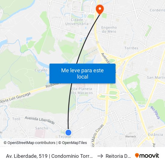 Av. Liberdade, 519 | Condomínio Torres Da Liberdade to Reitoria Da Ufpe map
