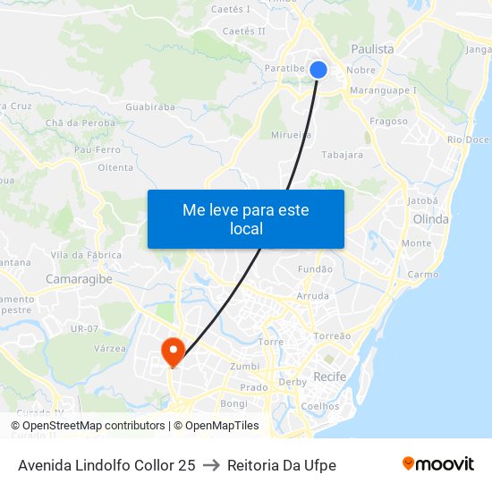 Avenida Lindolfo Collor 25 to Reitoria Da Ufpe map