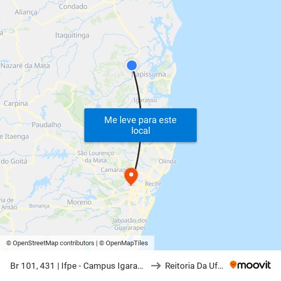 Br 101, 431 | Ifpe - Campus Igarassu to Reitoria Da Ufpe map