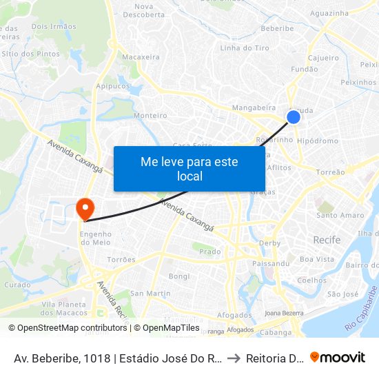 Av. Beberibe, 1018 | Estádio José Do Rego Maciel (Oeste) to Reitoria Da Ufpe map