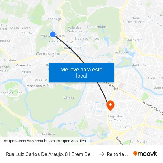 Rua Luiz Carlos De Araujo, 8 | Erem Deputado Oscar Carneiro to Reitoria Da Ufpe map