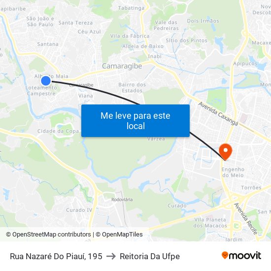 Rua Nazaré Do Piauí, 195 to Reitoria Da Ufpe map