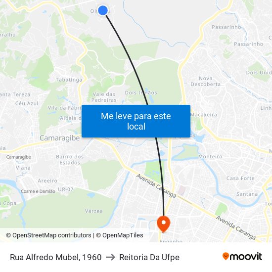 Rua Alfredo Mubel, 1960 to Reitoria Da Ufpe map