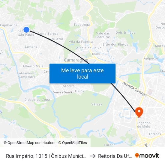 Rua Império, 1015 | Ônibus Municipais to Reitoria Da Ufpe map