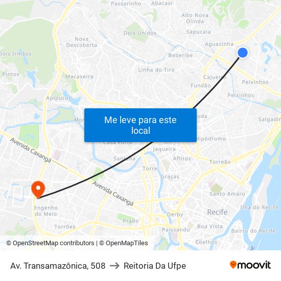Av. Transamazônica, 508 to Reitoria Da Ufpe map