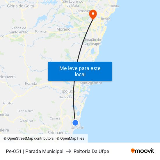 Pe-051 | Parada Municipal to Reitoria Da Ufpe map