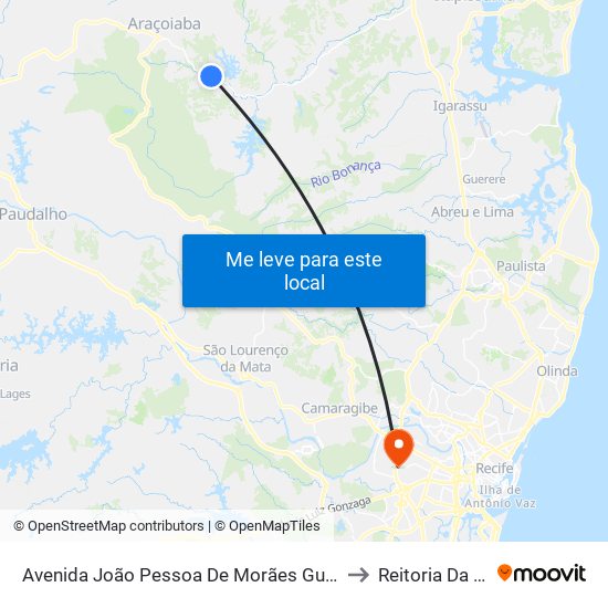 Avenida João Pessoa De Morães Guerra, 3833 to Reitoria Da Ufpe map