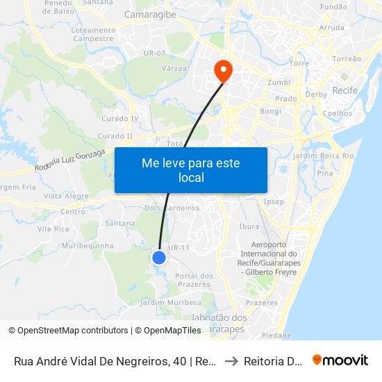 Rua André Vidal De Negreiros, 40 | Retorno Casinhas to Reitoria Da Ufpe map