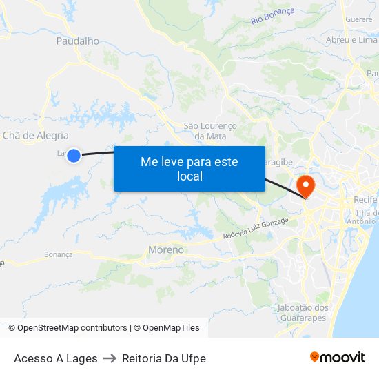 Acesso A Lages to Reitoria Da Ufpe map