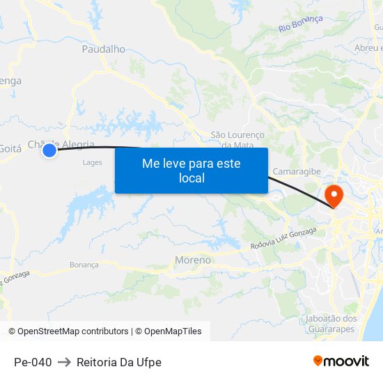 Pe-040 to Reitoria Da Ufpe map