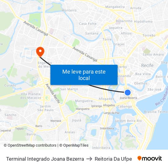 Terminal Integrado Joana Bezerra to Reitoria Da Ufpe map