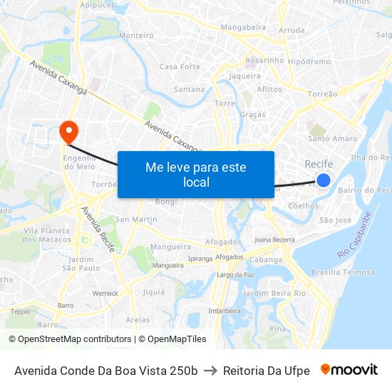 Avenida Conde Da Boa Vista 250b to Reitoria Da Ufpe map