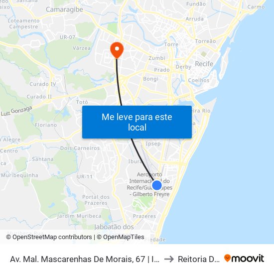 Av. Mal. Mascarenhas De Morais, 67 | Infraero Aeroportos to Reitoria Da Ufpe map