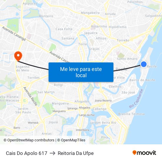 Cais Do Apolo 617 to Reitoria Da Ufpe map