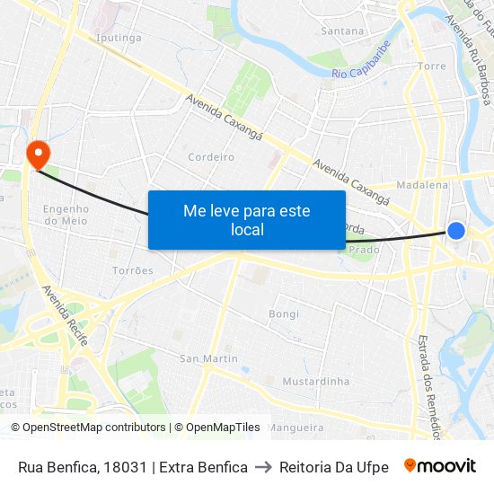 Rua Benfica, 18031 | Extra Benfica to Reitoria Da Ufpe map