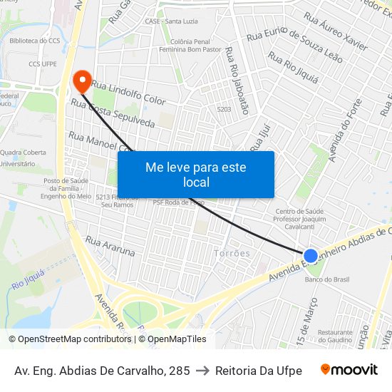 Av. Eng. Abdias De Carvalho, 285 to Reitoria Da Ufpe map