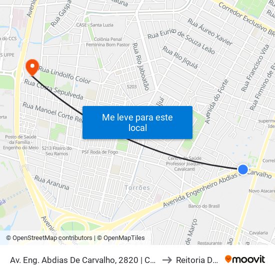 Av. Eng. Abdias De Carvalho, 2820 | Compaz Cordeiro to Reitoria Da Ufpe map