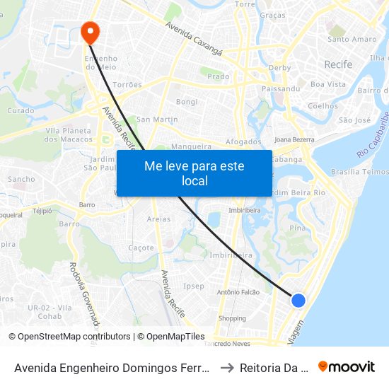 Avenida Engenheiro Domingos Ferreira 2768 to Reitoria Da Ufpe map