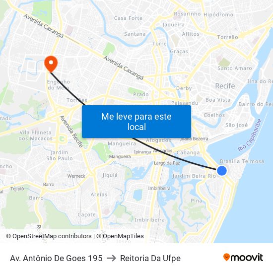 Av. Antônio De Goes 195 to Reitoria Da Ufpe map