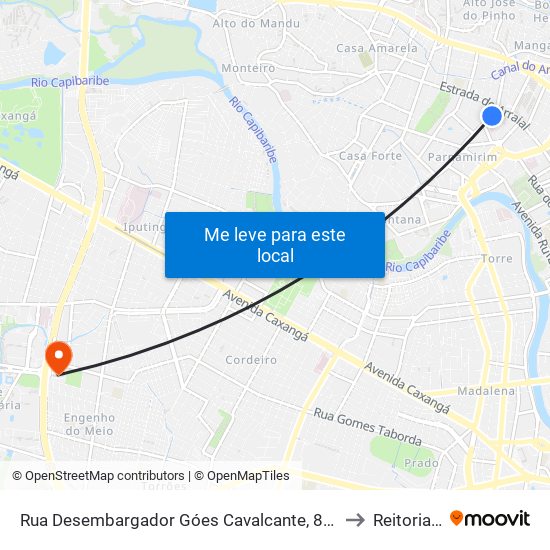 Rua Desembargador Góes Cavalcante, 84 | Hospital Agamenon Magalhães to Reitoria Da Ufpe map