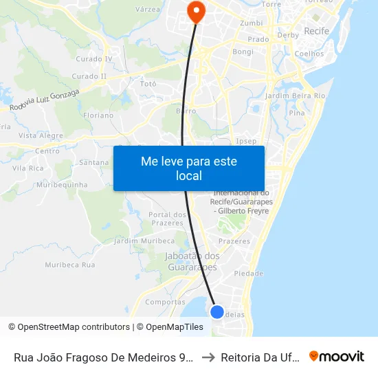 Rua João Fragoso De Medeiros 936 to Reitoria Da Ufpe map