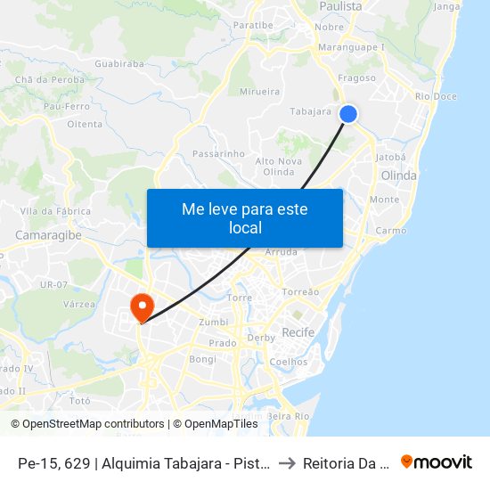 Pe-15, 629 | Alquimia Tabajara - Pista Central to Reitoria Da Ufpe map