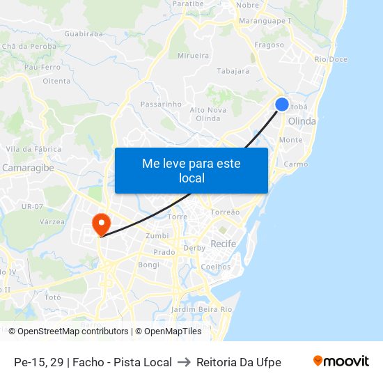 Pe-15, 29 | Facho - Pista Local to Reitoria Da Ufpe map