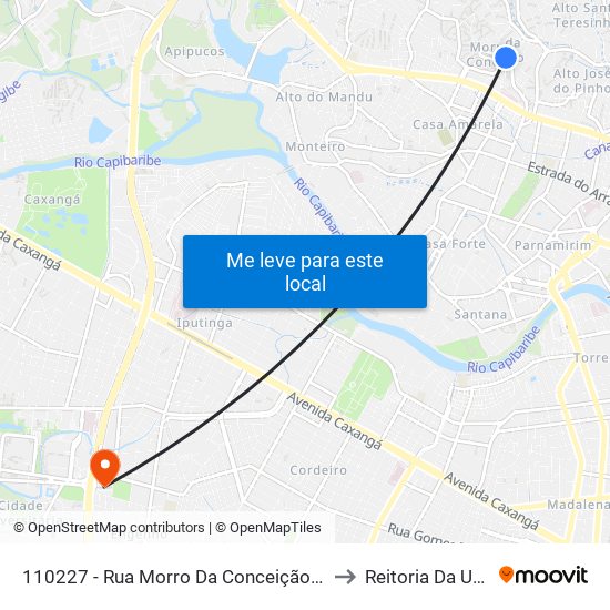 110227 - Rua Morro Da Conceição 548 to Reitoria Da Ufpe map