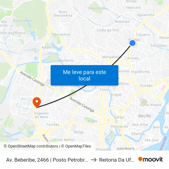 Av. Beberibe, 2466 | Posto Petrobrás to Reitoria Da Ufpe map