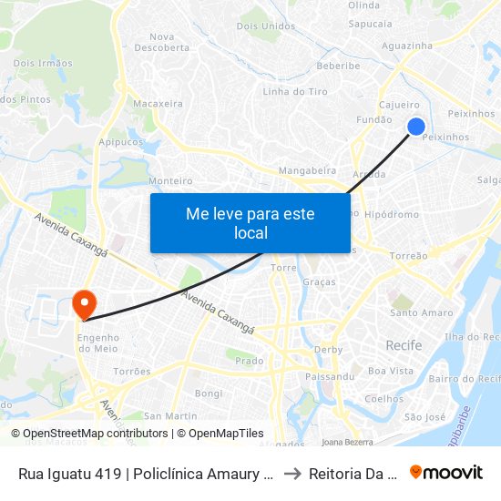 Rua Iguatu 419 | Policlínica Amaury Coutinho to Reitoria Da Ufpe map