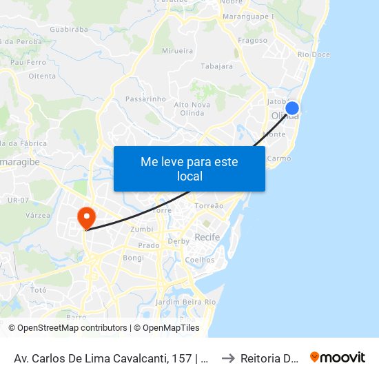 Av. Carlos De Lima Cavalcanti, 157 | Walmart Olinda to Reitoria Da Ufpe map