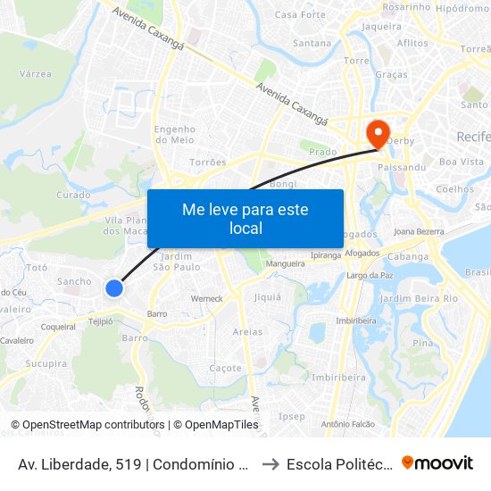Av. Liberdade, 519 | Condomínio Torres Da Liberdade to Escola Politécnica - Upe map