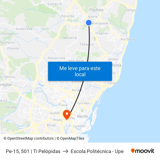 Pe-15, 501 | Ti Pelópidas to Escola Politécnica - Upe map