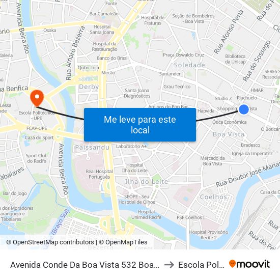 Avenida Conde Da Boa Vista 532 Boa Vista Recife - Pernambuco 50010 Brasil to Escola Politécnica - Upe map