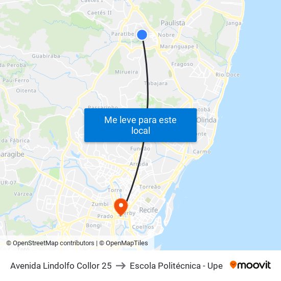 Avenida Lindolfo Collor 25 to Escola Politécnica - Upe map