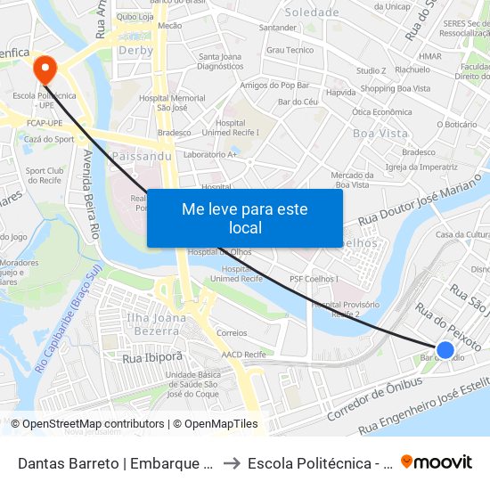 Dantas Barreto | Embarque 1002 to Escola Politécnica - Upe map