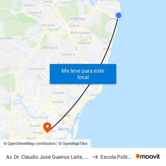 Av. Dr. Cláudio José Gueiros Leite, 342 | Janga Medical Center to Escola Politécnica - Upe map