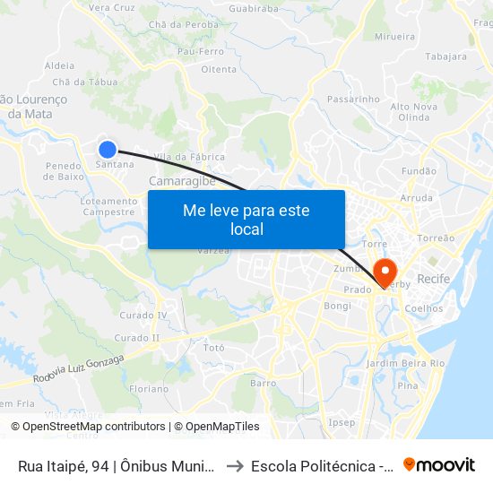 Rua Itaipé, 94 | Ônibus Municipais to Escola Politécnica - Upe map