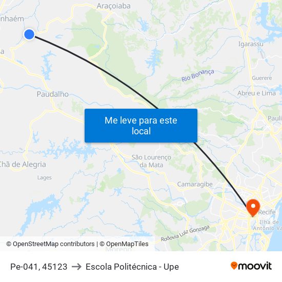 Pe-041, 45123 to Escola Politécnica - Upe map