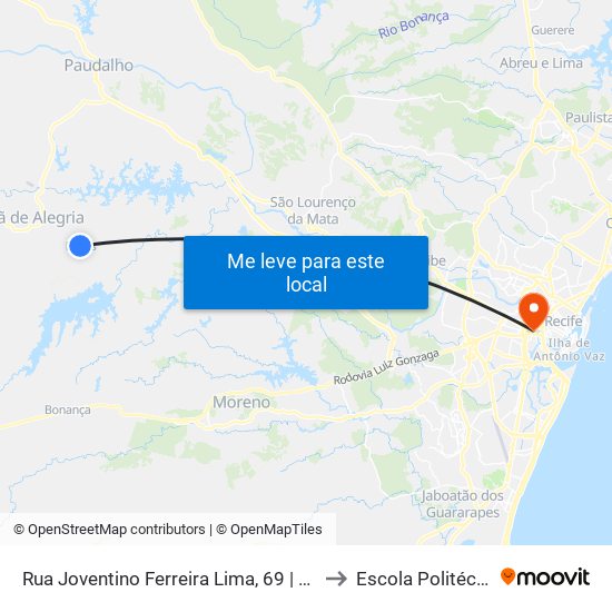 Rua Joventino Ferreira Lima, 69 | Cemitério De Lages to Escola Politécnica - Upe map