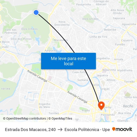 Estrada Dos Macacos, 240 to Escola Politécnica - Upe map