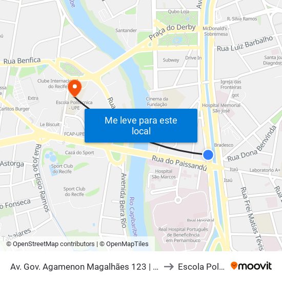 Av. Gov. Agamenon Magalhães 123 | Renato Dias (Parada 2) - Pista Central to Escola Politécnica - Upe map
