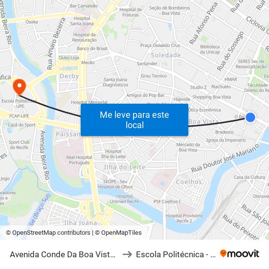 Avenida Conde Da Boa Vista 179 to Escola Politécnica - Upe map
