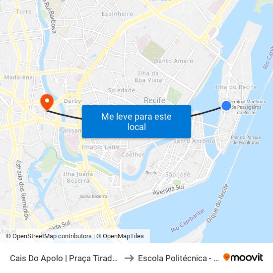 Cais Do Apolo | Praça Tiradentes to Escola Politécnica - Upe map