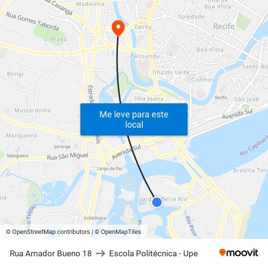 Rua Amador Bueno 18 to Escola Politécnica - Upe map